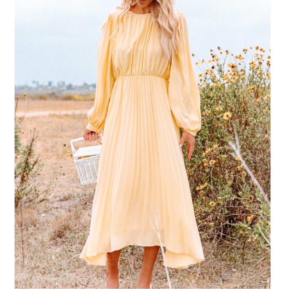 Vici Long Sleeve Pleated Midi Dress - Never worn size M